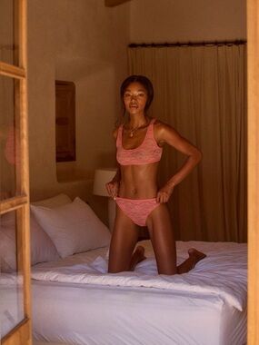 NWT Anthropologie LyreBird Lace Bikini Briefs Peach Size Medium